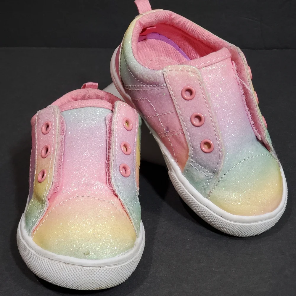 Wonder Nation Infant Laceless Multi-Color Sparkly Slip-On Casual Sneaker Size 5T